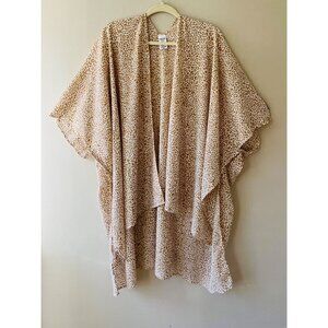 Time and Tru Airy Kimono Cover Up Beige Leopard Animal Wrap Open Tunic, One Size